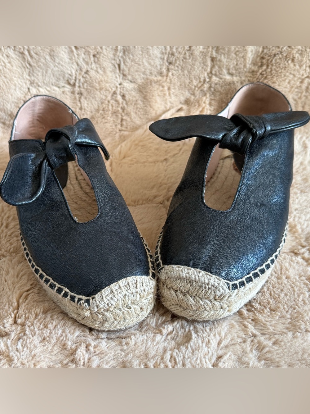 NWB Bernardo Viola Black Leather Espadrille Flats - Sz 8M